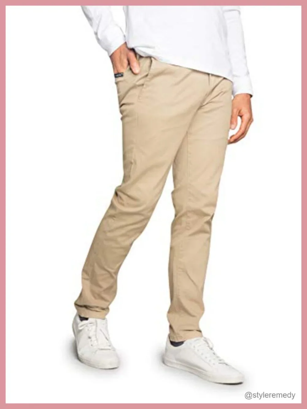 Men's Slim Fit Stretch Chino Pants Casual Tapered Leg Four Pocket